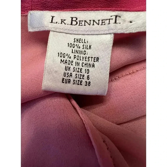 l.K. Bennett 100% silk pink sleeveless dress size 10 - Picture 6 of 6
